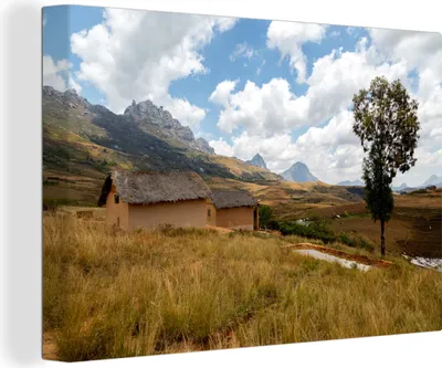 Obrázek produktu pro OneMillionCanvasses® - Obrazy na plátně - 140x90 cm, Bílé mraky nad národním parkem Andringitra na Madagaskaru, Nástěnné umění tisk Nástěnná dekorace - Fotografie na plátně - Malba