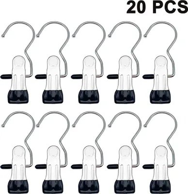 Produktbild von Klammerhaken Stiefelaufhängung, 20 Stück, Kleiderbügel aus Metall, Stiefelklammern, Antirutsch bügel für stiefel schals, 11.3 x 4cm