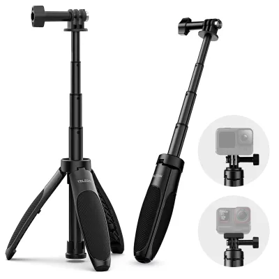 Zdjęcie produktu dla TELESIN S1-MNP-01 Selfie stick do kamer sportowych, statyw ze stopu aluminium, maks. wysokość 40 cm, zamiennik do GoPro 13/12/11/10/9, vlog, transmisja na żywo, nagrywanie wideo selfie