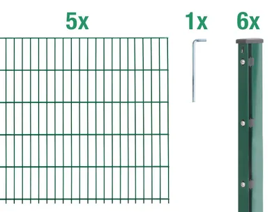 Immagine prodotto di Alberts 678708 Staccionata doppia come set completo di 12 pezzi, plastificata, verde, altezza 183 cm, lunghezza 12,5 m