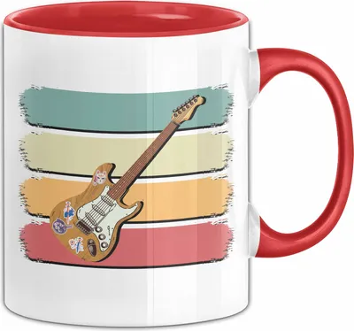 Produktbild von Gitarrenspieler Geschenk Tasse Gitarre E-Gitarre Kaffee-Becher (Rot)