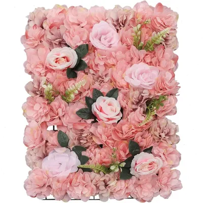 Produktbild von Künstliche Rosenwand - Blumenpaneel Set - 60x40 cm - 12 Stück Paneele - Seidenblumen - Hochzeit Party Hintergrund - Wohnung Indoor Deko - Rosa