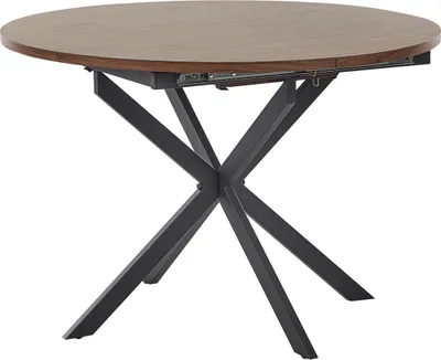 Obrázok produktu pre BELIANI Rozkladací jedálenský stôl tmavé drevo čierna MDF kovové nohy 110/140 x 110 cm okrúhly tvar pre 4 osoby moderný štýl kuchyňa jedáleň