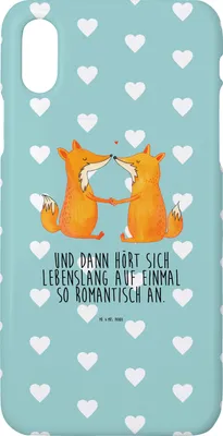 Produktbild von Mr. & Mrs. Panda Iphone 10 Handyhülle Füchse Liebe - Türkis Pastell - Geschenk, Fox, Fuchs, Partner, Handy, X, Hülle, Freundin, Cover