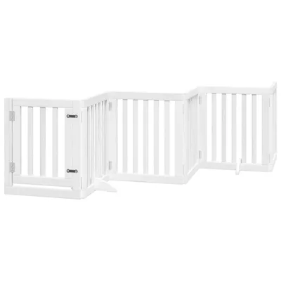 Image de vidaXL Porte pour chien 6 pièces avec porte Pliable Blanc 300 cm Bois de peuplier