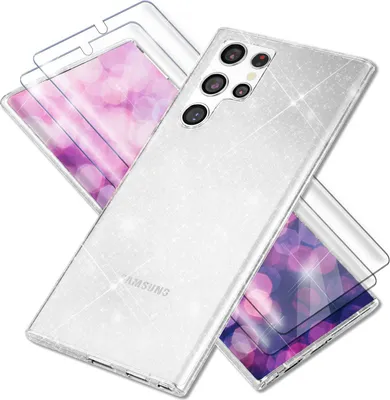 Obrázek produktu pro Třpytivý kryt pro Samsung Galaxy S23 Ultra, 2x průhledná ochrana displeje