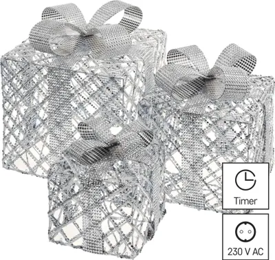 LED dárky, 3 velikosti, vnitřní, studená bílá, časovač