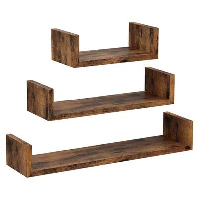 Zdjęcie produktu dla Zestaw 3 półek ciemny brąz na ścianę do salonu pokoju BEGRYF 60x15x10