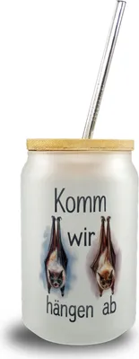 Produktbild von Fledermäuse - Komm, wir hängen ab Trinkglas mit Bambusdeckel