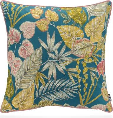 Produktbild von H.O.C.K. Eliza-Bouquet Outdoor Wendekissen Blumen-Motiv mit Keder 50x50cm petrol