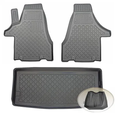 Produktbild von SET Kofferraumwanne Gummifußmatten für VW Volkswagen T6 Multivan 2015- 1. Sitzreihe Radstand: kurz, hinter der 3. Sitzreihe, Breite: 124cm; Länge: 56cm