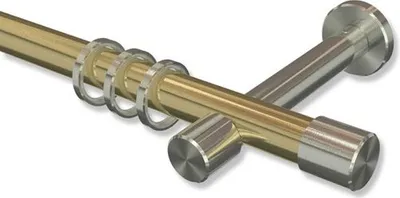 Produktbild von Interdeco Gardinenstange, Vorhangstange Messing-Optik / Edelstahl-Optik Modell Prestige Santo, 20 mm Ø 1-läufig, 220 cm
