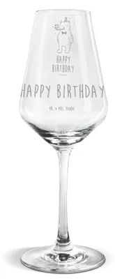 Produktbild von Mr. & Mrs. Panda Weinglas Bär Geburtstag - Transparent - Geschenk, Weißwein Glas, Happy Birthday, Teddy, Für, Glückwunsch, Alles Gute, wein, Weißweinkelch