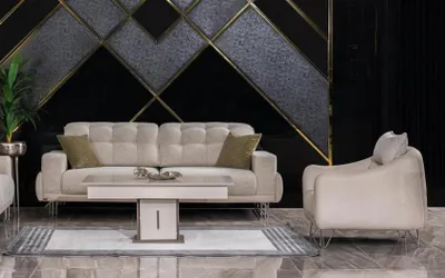 Produktbild von Wohnzimmer Set Beige Hochwertig Sitzgruppe Sofa 3 Sitzer Sessel Polster