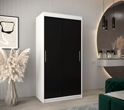 Obrázok produktu pre Skriňa s posuvnými dverami v šírke 100 cm TIMEA - biela / čierna