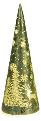 Produktbild von formano LED Deko-Baum 25cm Frosty-Grün, Timer 6h/18h, Glas, Weihnachtsdeko