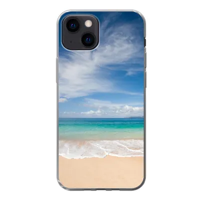 Produktbild von MuchoWow® Handyhülle Schutzhülle Hülle für iPhone 13 mini Ein tropischer Strand auf Hawaii, an dem die Wellen an Land gespült werden Silikon Softcase Handy Hülle - Softcase