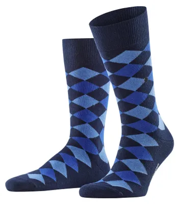 Productafbeelding van Burlington heren sokken, model Danny M, van katoen, met dessin, 1 paar, blauw marine, artikelnummer 6120