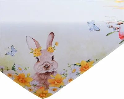 Produktbild von Tischdecke Tischläufer Druck Osterhase und Osterglocken Ostern 85 x 85 cm