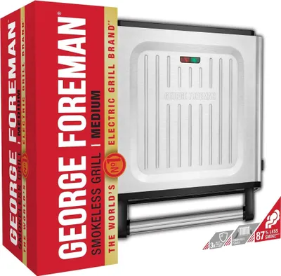 Zdjęcie produktu dla George Foreman 28000, Stal nierdzewna, Plastik, Stal nierdzewna, Prostokątny, 1500 W