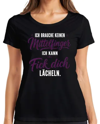 Productafbeelding van T-shirt voor dames, zwart, maat 3XL, met de tekst: "Ik heb geen middelvinger nodig. Ga weg." (met een sarcastische ondertoon)