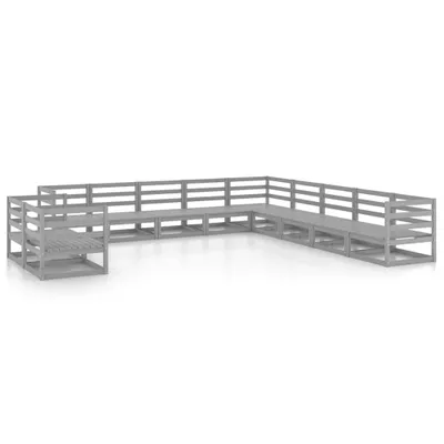 Immagine prodotto di vidaXL Set da salotto da giardino 11 pezzi in legno di pino massiccio grigio