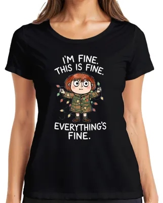 Immagine prodotto di I'm fine this is fine everything's fine fairy lights gift t-shirt da donna, nero, S