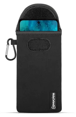 Produktbild von MobyDefend Hülle für Motorola Moto G52 - Neopren Handytasche mit Karabiner für die Gürtelschlaufe - Schwarz