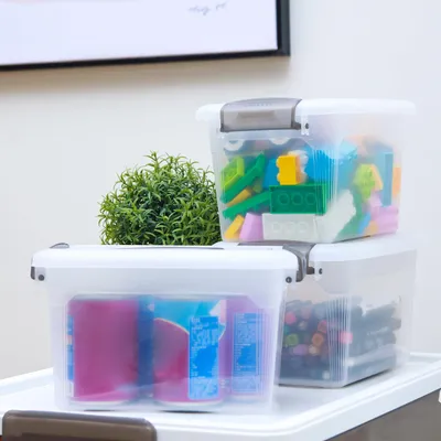 Produktbild von Aufbewahrungsboxen 5 l, 6er-Set, transparenter Kunststoff, mit Deckel, für Bastelbedarf
