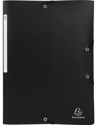 Produktbild von Exacompta 50x Sammelmappe A4 + 3 Klappen Gummizug PP Schwarz 55081E