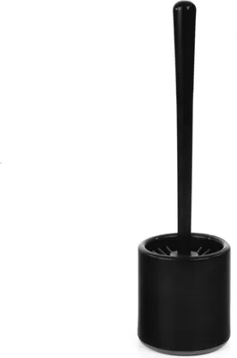 Produktbild von WC-Garnitur - schwarz - Stiel mit grauem Silikonbürstenkopf - 10 WC-Bürsten