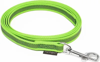 Produktbild von Mystique® Gummierte Leine 15mm mit Handschlaufe Standard Karabiner neon grün 3m