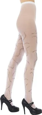 Produktbild von Halloweenstrumpfhose Strumpfhose Narben Narbe Nylonstrumpfhose Weiß Weiße für Damen Halloween