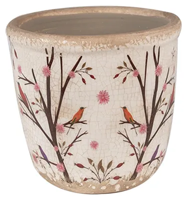 Produktbild von Clayre & Eef Blumentopf Ø 11x10 cm Beige Braun Keramik Zweigen