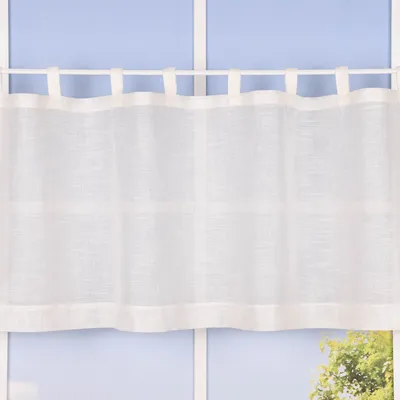 Produktbild von Bio Schlaufenbistro transparente Scheibengardine aus Bio Baumwolle mit Leinenstruktur wollweiß 150x50cm