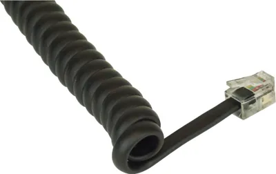 Produktbild von InLine® Spiralkabel, RJ10 Stecker / Stecker, schwarz, 1:1 belegt, max. 4m