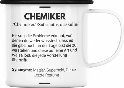 Produktbild von Trendation - Chemiker Geschenke Emaille Tassen Emaille Tasse Chemielaborant Chemie Geschenk Chemielabor Gadget Geschenkidee Lustig (Schwarz)