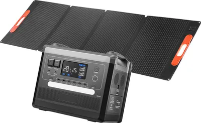 Immagine prodotto di SucceBuy Powerstation portatile, generatore solare da 2400 W con pannello solare pieghevole da 200 W, batteria LiFePO4 espandibile da 2160 Wh, 10 porte e potenza di ingresso regolabile per la casa, il campeggio e il camper