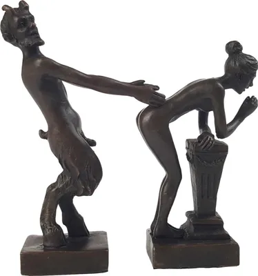 Produktbild von Bronzeskulptur Bronzefigur Erotische Bronzegruppe Satyr & Frau
