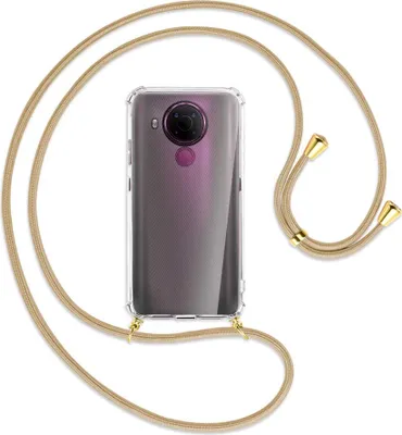 Produktbild von Handykette Backcover-Schutzhülle mit Band (Metall goldfarben) für Nokia 5.4 - caramel