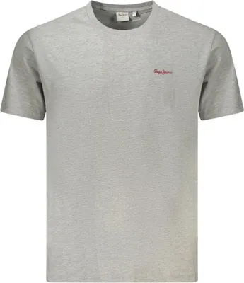 Produktbild von Herren Kurzarm T-Shirt Grau - Rundhals, Stickerei, Baumwolle