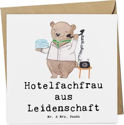 Produktbild von Mr. & Mrs. Panda Deluxe Karte Hotelfachfrau Leidenschaft - Weiß - Geschenk, Hotelfachangestellte, Hotelier, anlasskarte, Glückwunschkarte, faltkarte, Klappkarte, Lustig