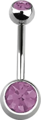 Produktbild von Bauchnabelpiercing 316L Edelstahl Zirkonia Kristalle Strass Banane Belly Banana helllila 10 mm