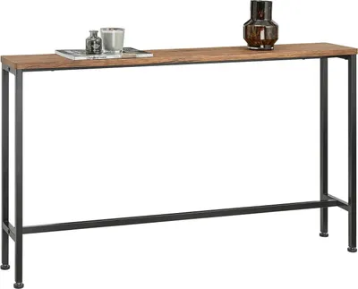 Image de FSB19 Table console vintage en métal, table étroite de couloir/sideboard, marron