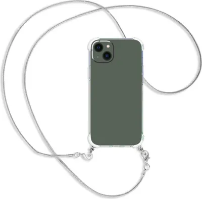 Produktbild von Handykette Backcover-Schutzhülle mit Band (Metall silberfarben) für Apple iPhone 14 Plus (6.7'') - silberfarbene Snake-Kette