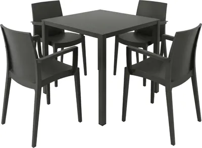 Produktbild von Grandsoleil Garten-Essgruppe Brunch/Venice 4 Personen Stahl/Kunststoff schwarz