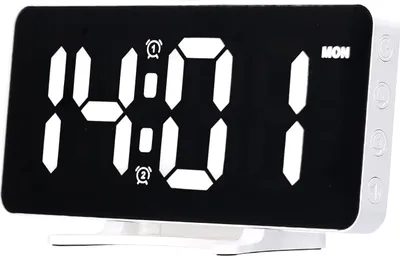 Obrázek produktu pro LED digitální budík 6,7palcový zrcadlový povrch Elektronické hodiny 12/24H s možností přepínání 2 nastavení budíku 4 úrovně jasu Nastavitelná hlasitost Podpora USB výstupu a funkce Snooze pro domácí ložnici Kancelářský stůl
