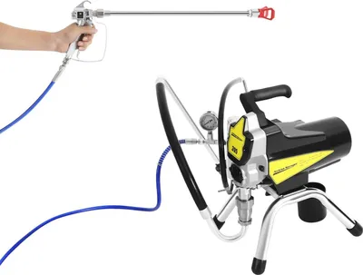 Obrázok produktu pre Bezvzduchová striekacia pištoľ – vysokotlakový systém na nanášanie farby s výkonom 1800 W – 220 V – 3300 psi – pracovná vzdialenosť 35–50 cm – s predlžovacou tyčou – čierna