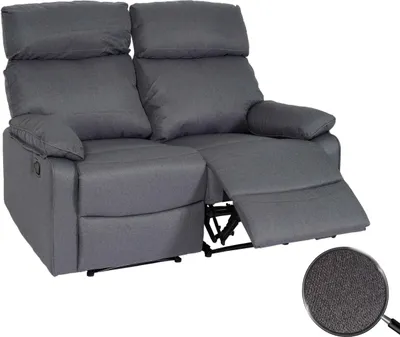 Produktbild von 2er Kinosessel MCW-L93, Relaxsessel Fernsehsessel Sofa, Armlehne Liegefunktion Nosagfederung Stoff/Textil dunkelgrau