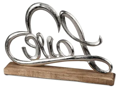 Produktbild von Aufsteller Liebe mit Herz - Metalldekoration auf Holzsockel - 33x22 cm